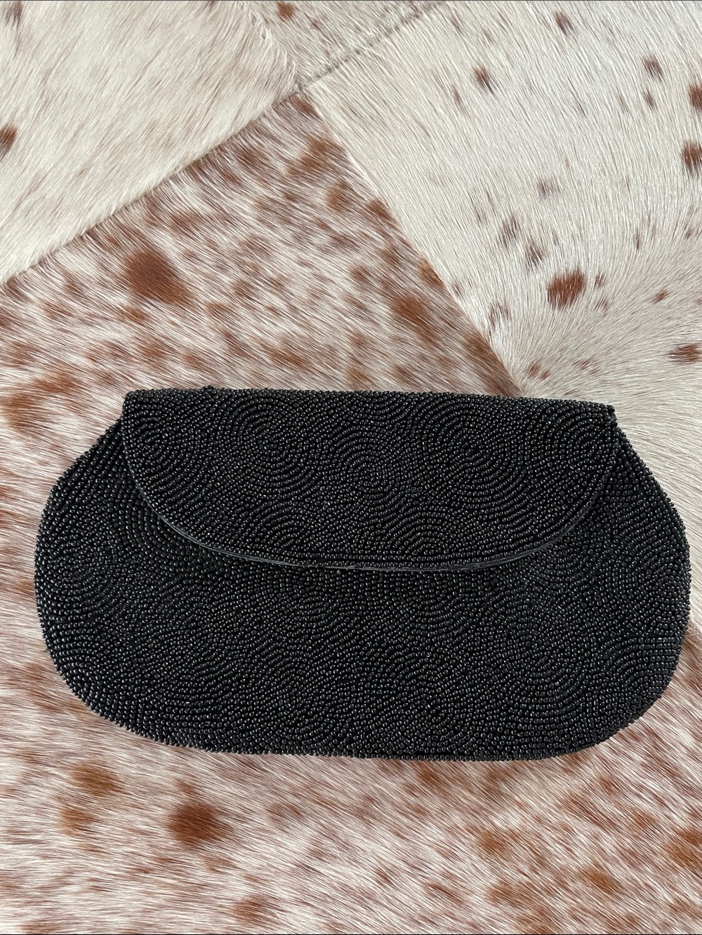Miranda Black Seed Beaded Evening Cocktail Clutch Bag